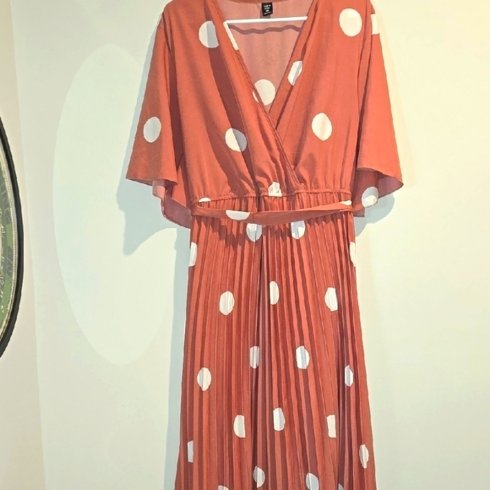 Shein Pink And White Wrap Tie Front Maxi Dress